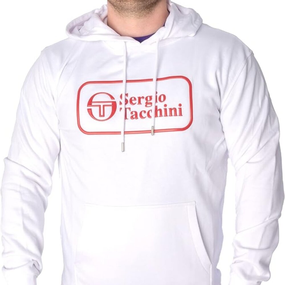 Sergio Tacchini Hoodie Sweatshirt Pullover White Size L Large